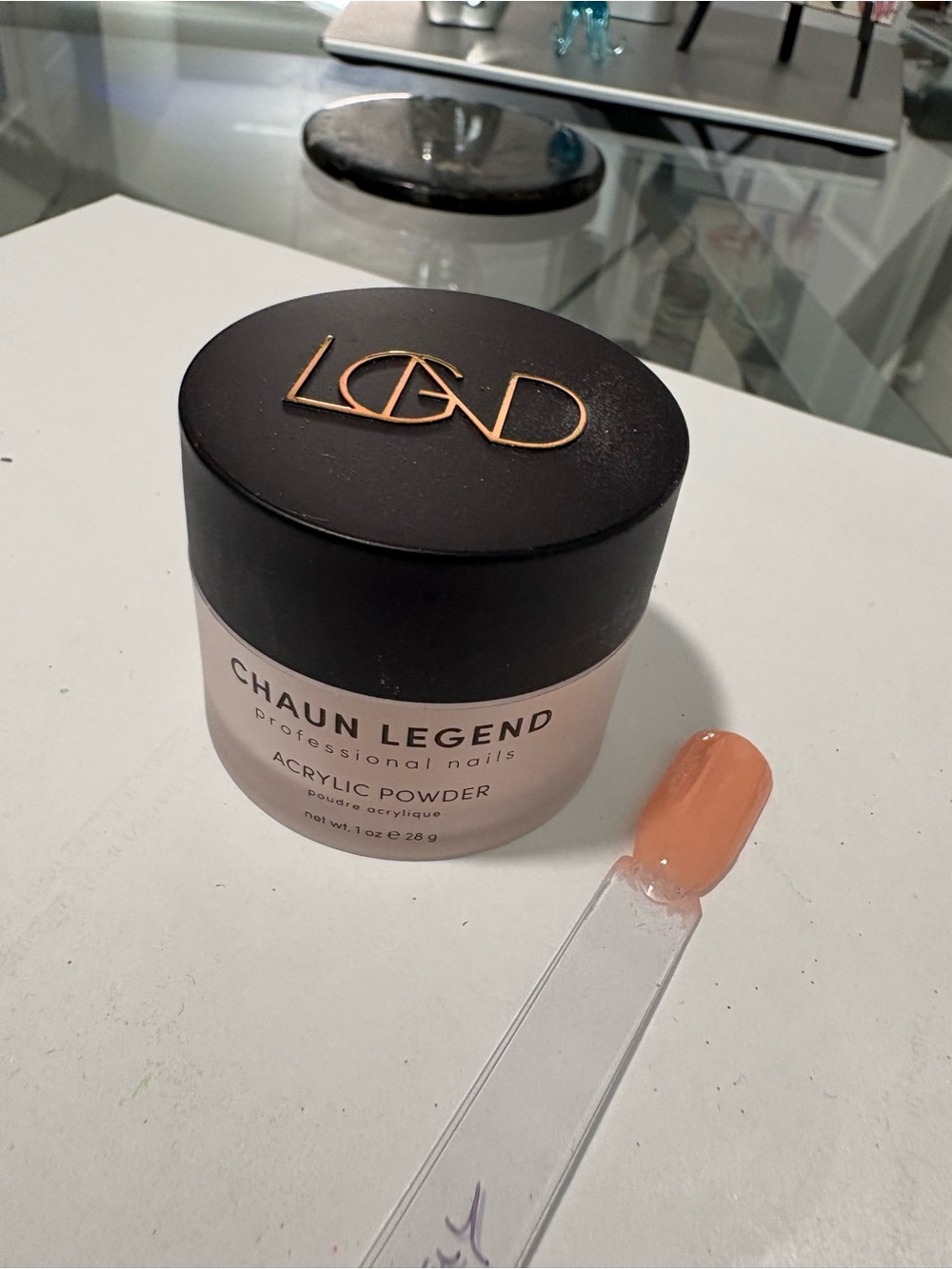 Chaun Legend Runway peach dip nail powder